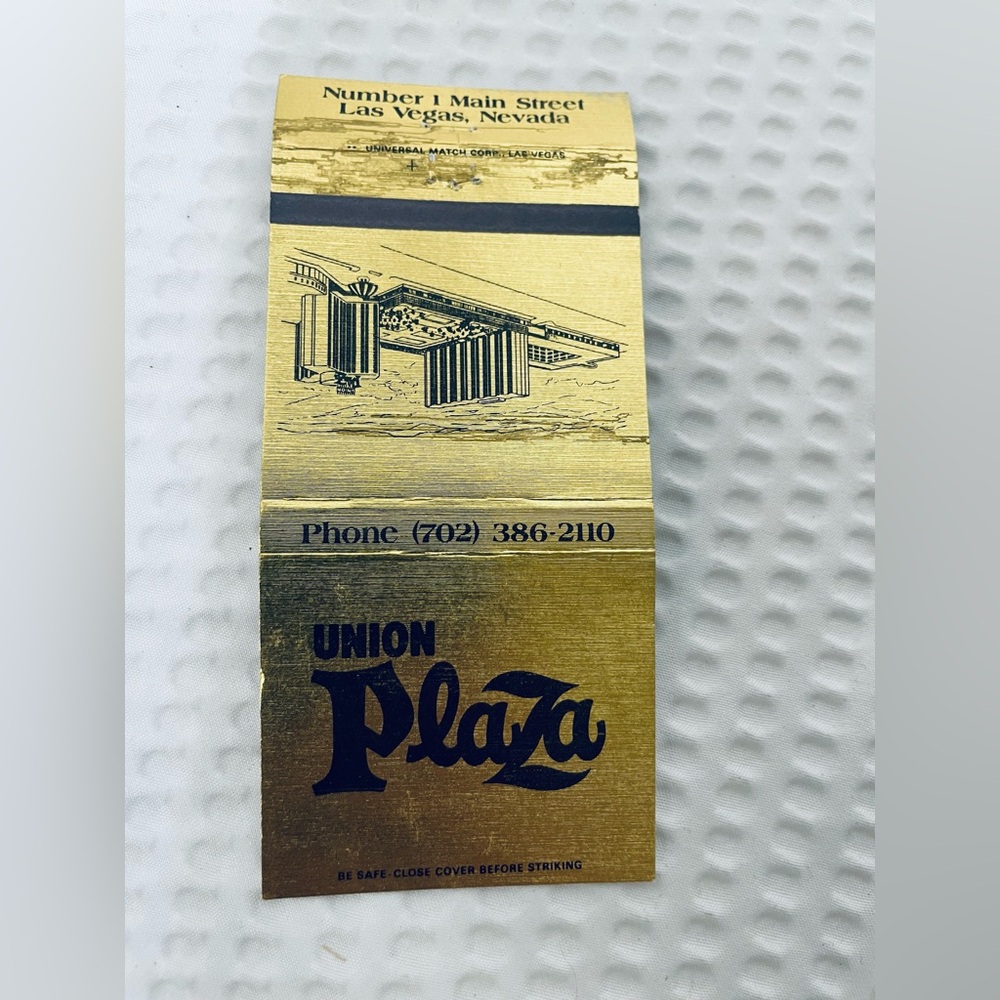 matchbook UNION PLAZA casino hotel Las Vegas advertising matchbox